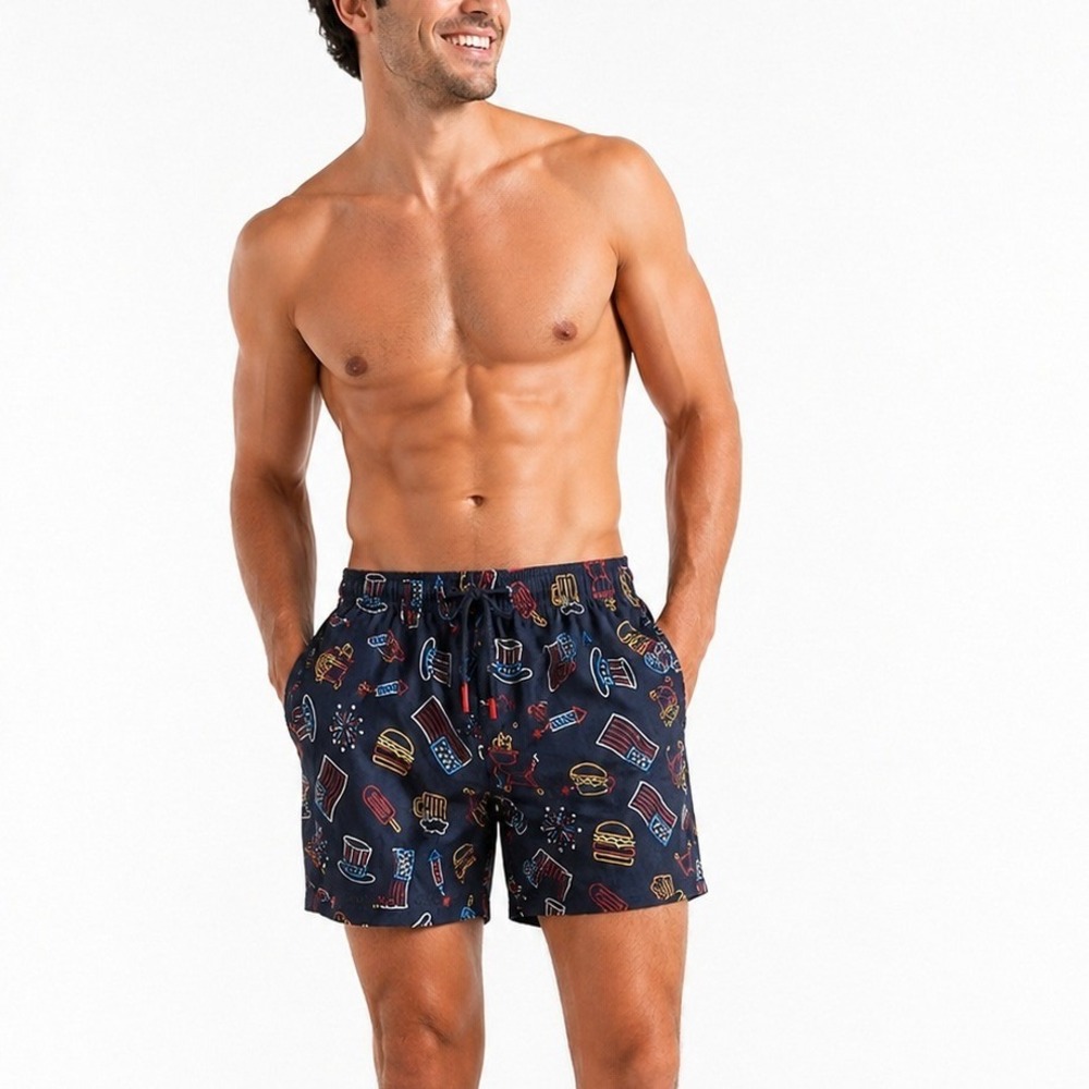 Broken Threads Patriotic Swim Trunks USA Print Size S NWT